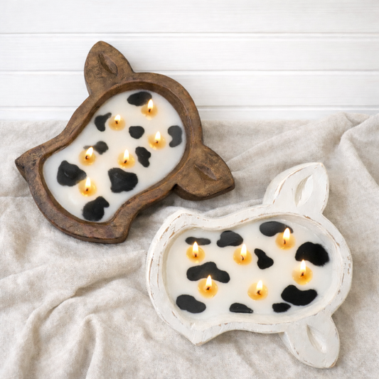 Large White Cow Head Dough Bowl Candle - Custom Scents ONLY AVALIABLE IN SOY WAX!!