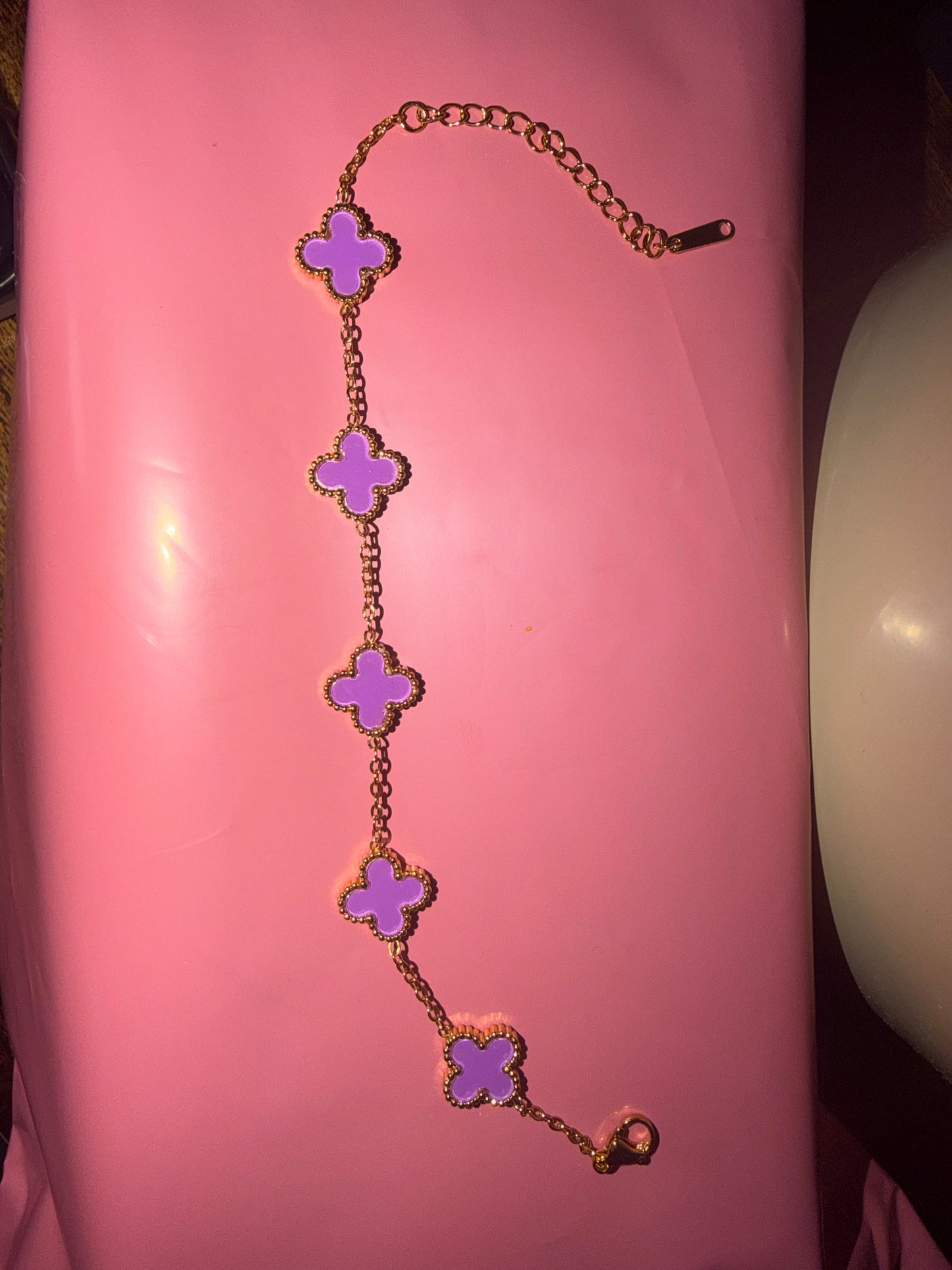 14K Gold Plated Purple Clover Bracelet – Waterproof & Tarnish Resistant